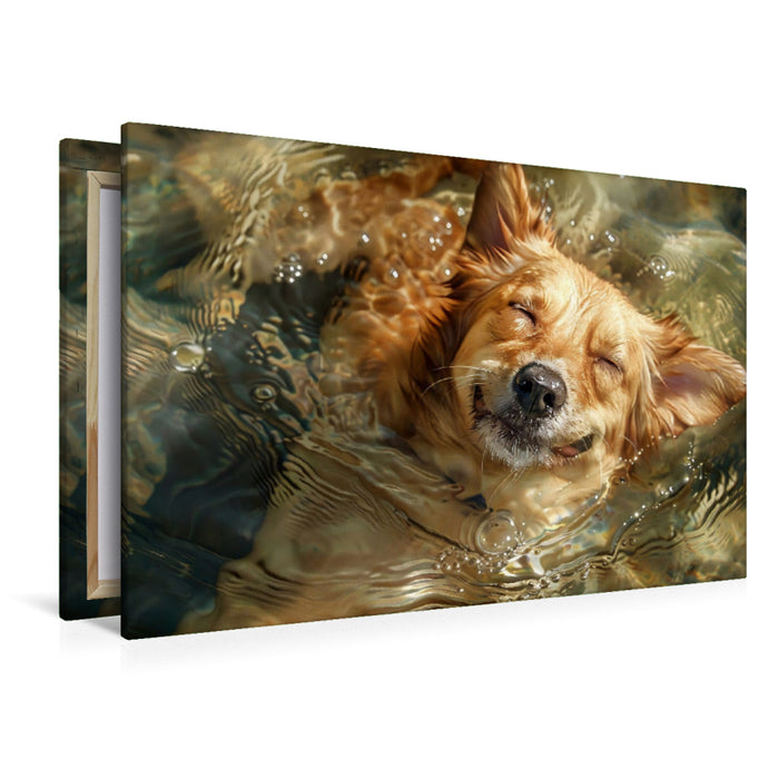 Premium Textil-Leinwand Ein Motiv aus dem Kalender "Hunde und Wasser"