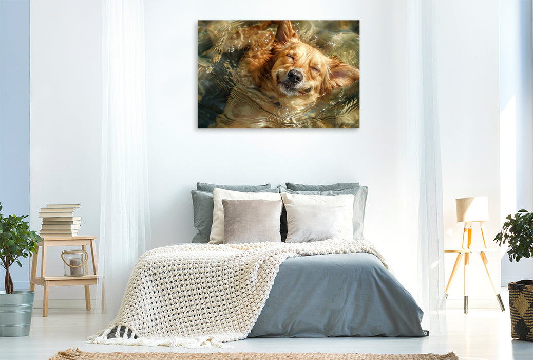 Premium Textil-Leinwand Ein Motiv aus dem Kalender "Hunde und Wasser"