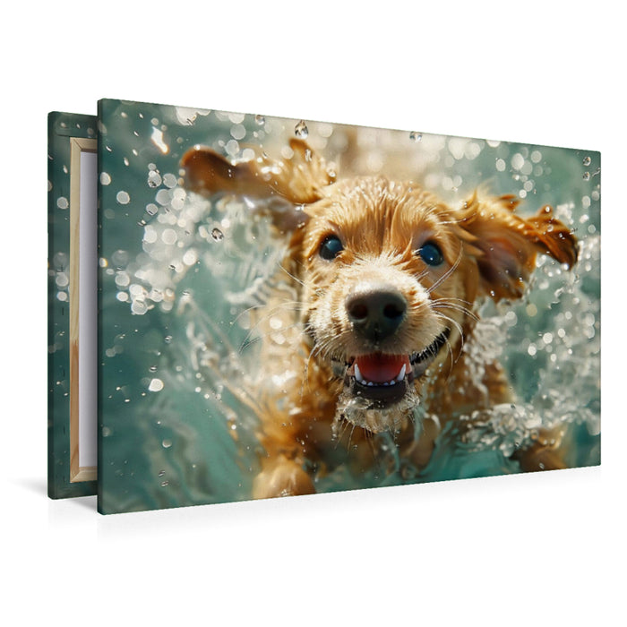 Premium Textil-Leinwand Ein Motiv aus dem Kalender "Hunde und Wasser"