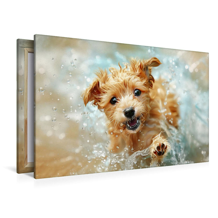 Premium Textil-Leinwand Ein Motiv aus dem Kalender "Hunde und Wasser"