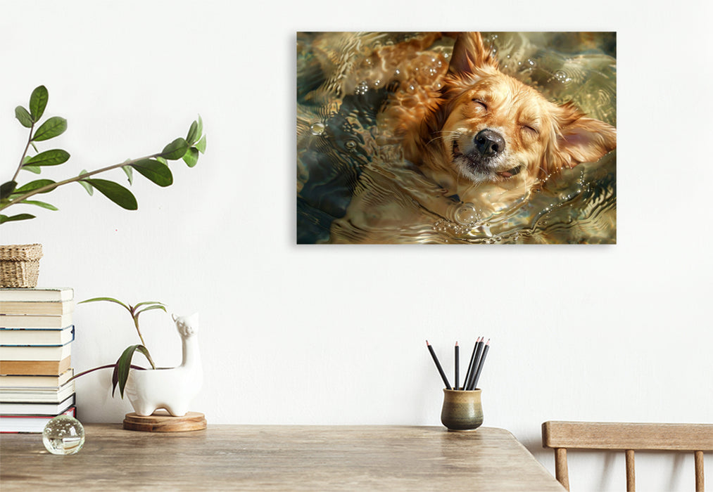 Premium Textil-Leinwand Ein Motiv aus dem Kalender "Hunde und Wasser"