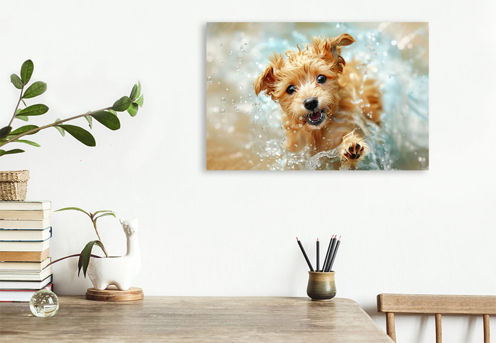 Premium Textil-Leinwand Ein Motiv aus dem Kalender "Hunde und Wasser"