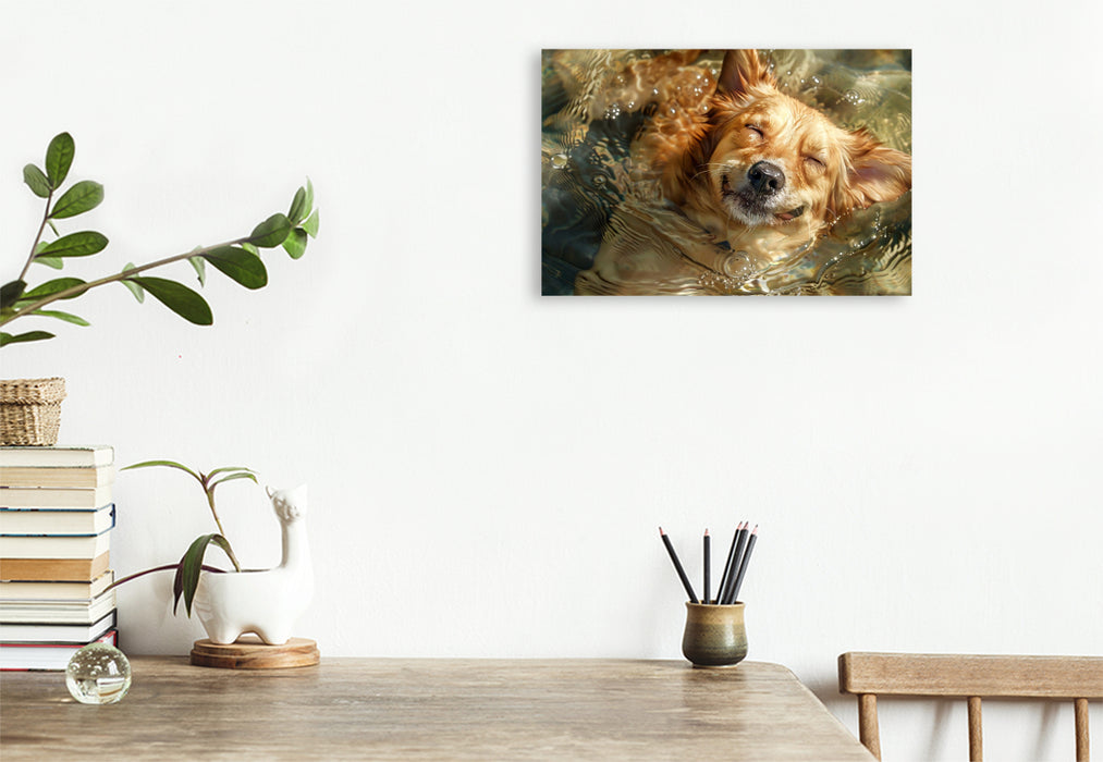 Premium Textil-Leinwand Ein Motiv aus dem Kalender "Hunde und Wasser"