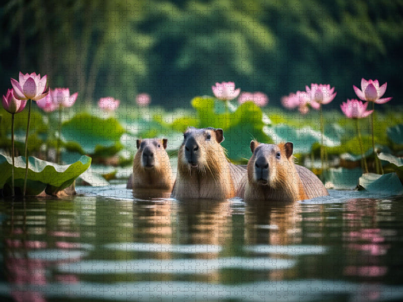 Capybaras - Wasserschweine in ihrem Element - CALVENDO Foto-Puzzle'