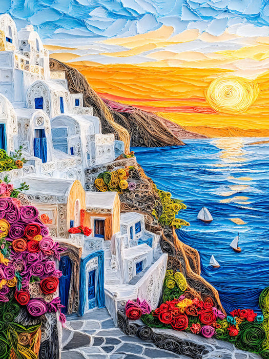 Santorin mit Sonnenuntergang - CALVENDO Foto-Puzzle'