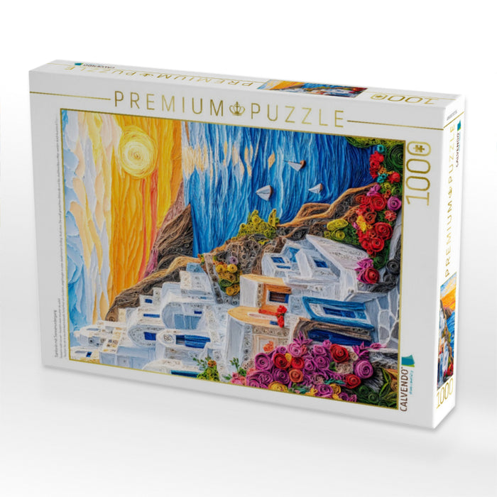 Santorin mit Sonnenuntergang - CALVENDO Foto-Puzzle'