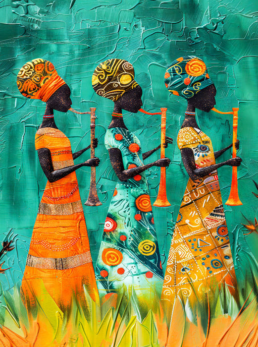 Drei Frauen mit Musikinstrumenten in Afrika - CALVENDO Foto-Puzzle'