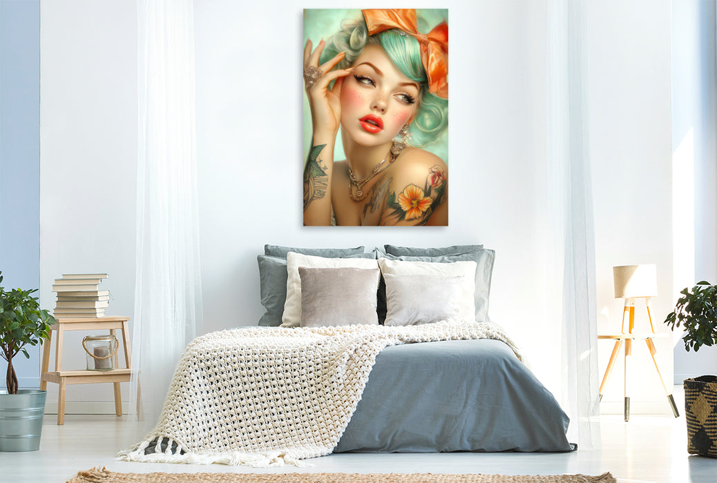 Premium Textil-Leinwand Pin-up Girls