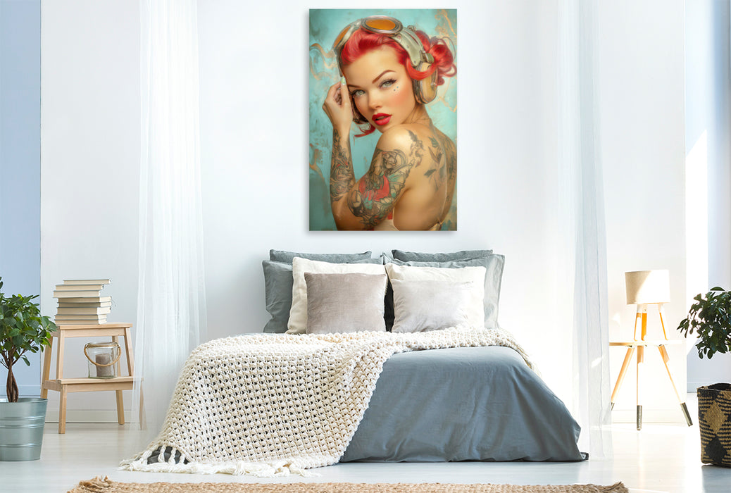 Premium Textil-Leinwand Pin-up Girls