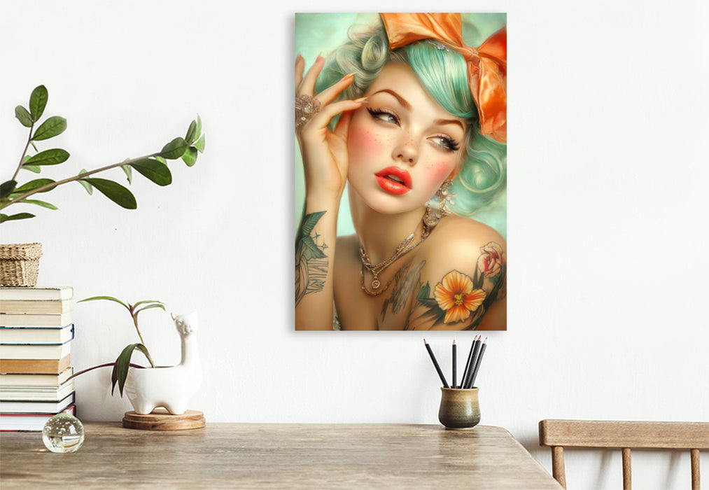 Premium Textil-Leinwand Pin-up Girls