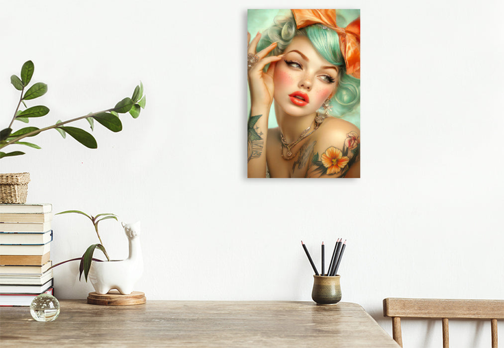 Premium Textil-Leinwand Pin-up Girls