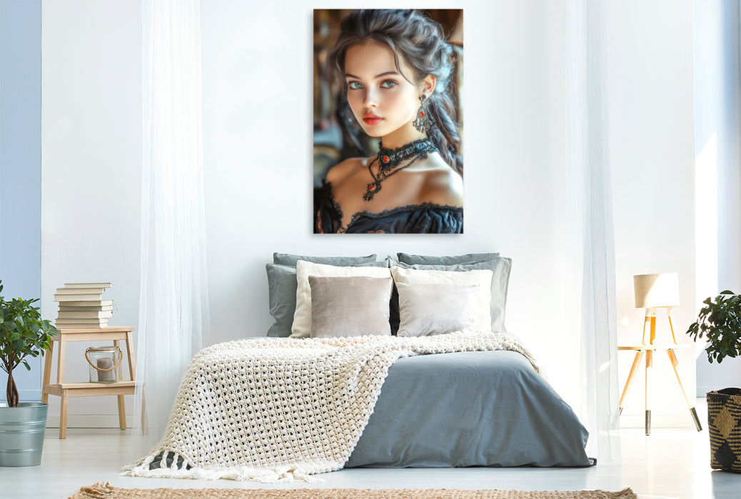 Premium Textil-Leinwand Sexy Gothik Frauen