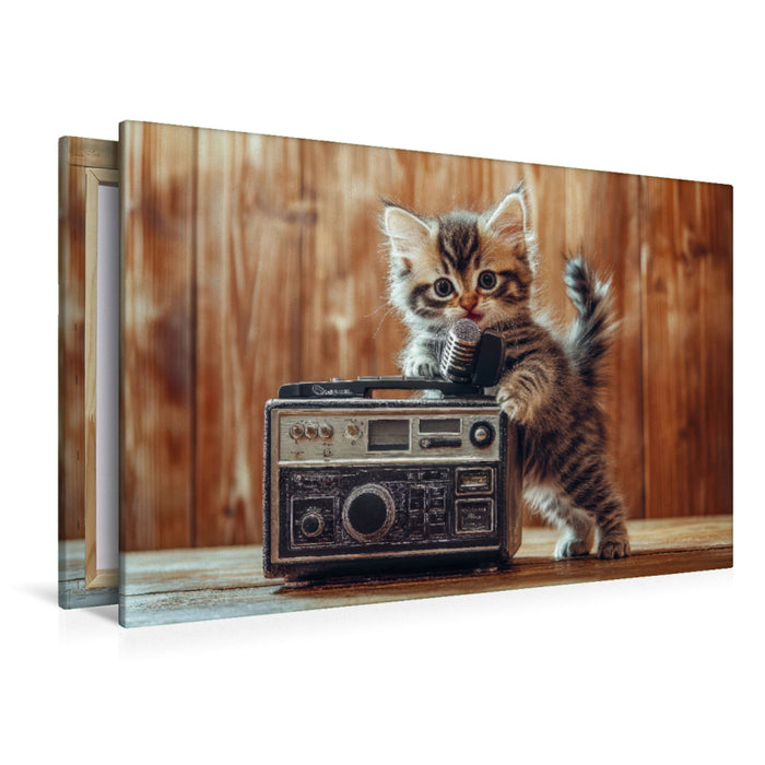 Premium Textil-Leinwand Katzen-Karaoke