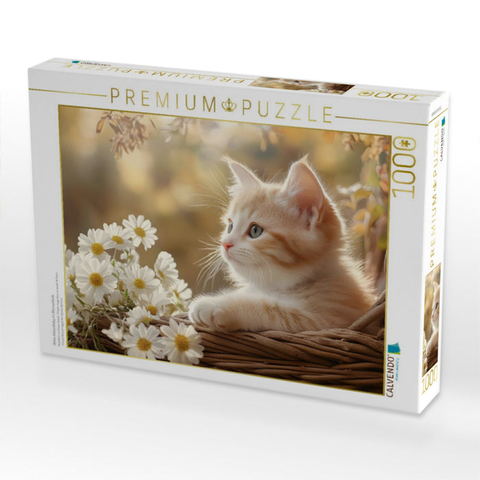 Rotes Katzenbaby im Blumenkorb - CALVENDO Foto-Puzzle'