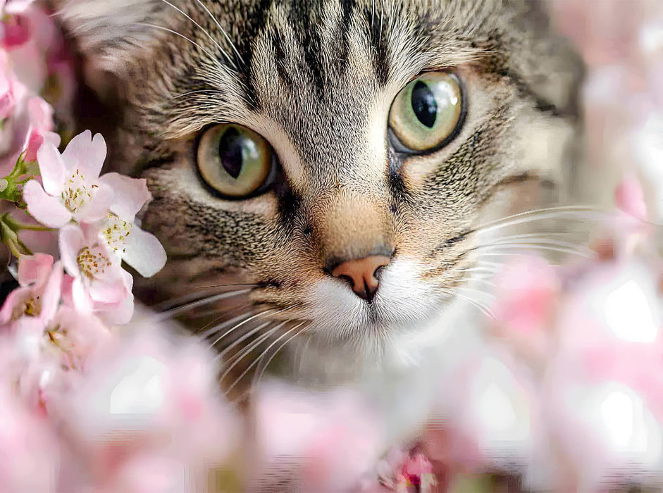 Wunderschöne Tigerkatze im Frühling - CALVENDO Foto-Puzzle'