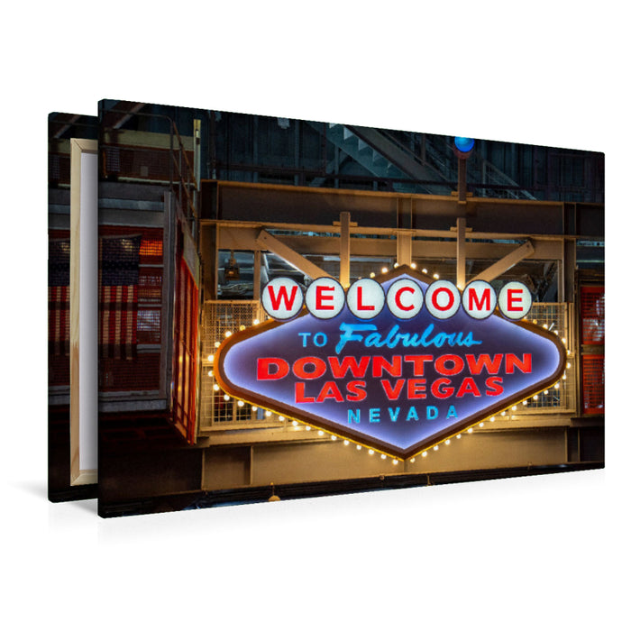 Premium Textil-Leinwand Welcome to Fabulous Downtown Las Vegas – Wanddekoration USA