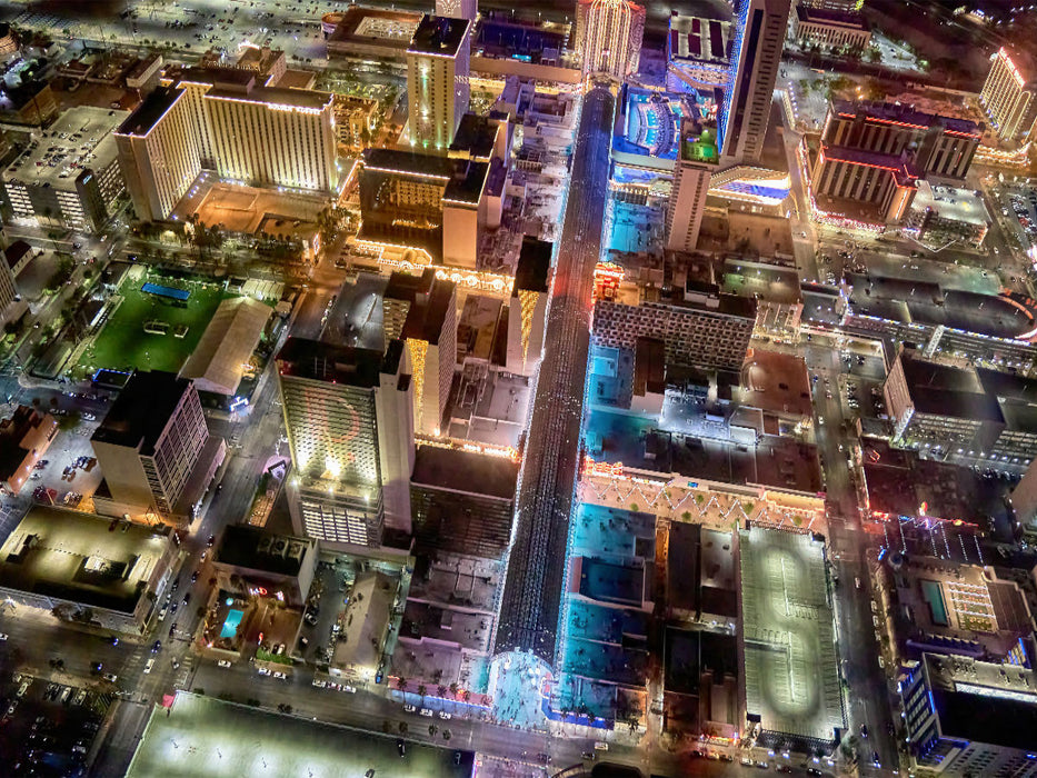 Fremont Street Luftaufnahme bei Nacht - CALVENDO Foto-Puzzle'