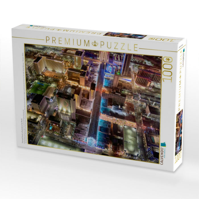 Fremont Street Luftaufnahme bei Nacht - CALVENDO Foto-Puzzle'