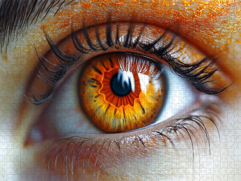 Feuerorange Augen mit warmen Iris-Tönen - CALVENDO Foto-Puzzle'