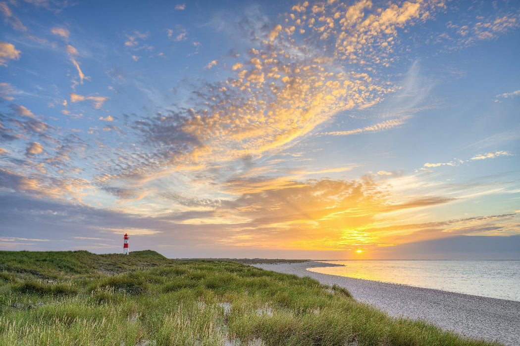 Premium Textil-Leinwand Abendstimmung am Ellenbogen auf Sylt