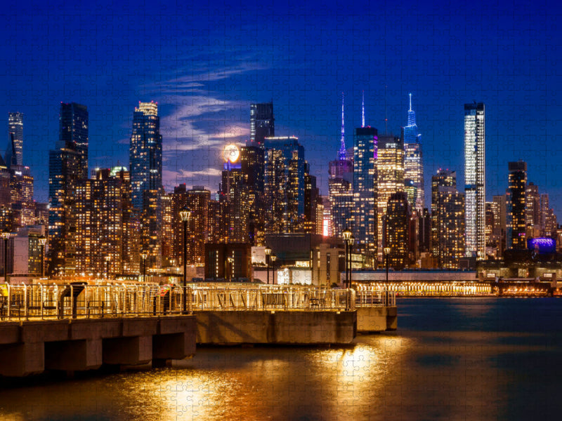 NYC Midtown Manhattan Skyline mit Vollmond - CALVENDO Foto-Puzzle'