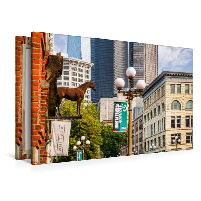 Premium Textil-Leinwand Historischer Pioneer Square District in Seattle