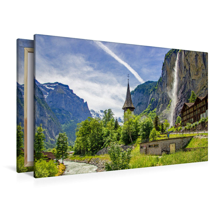 Premium Textil-Leinwand Lauterbrunnen