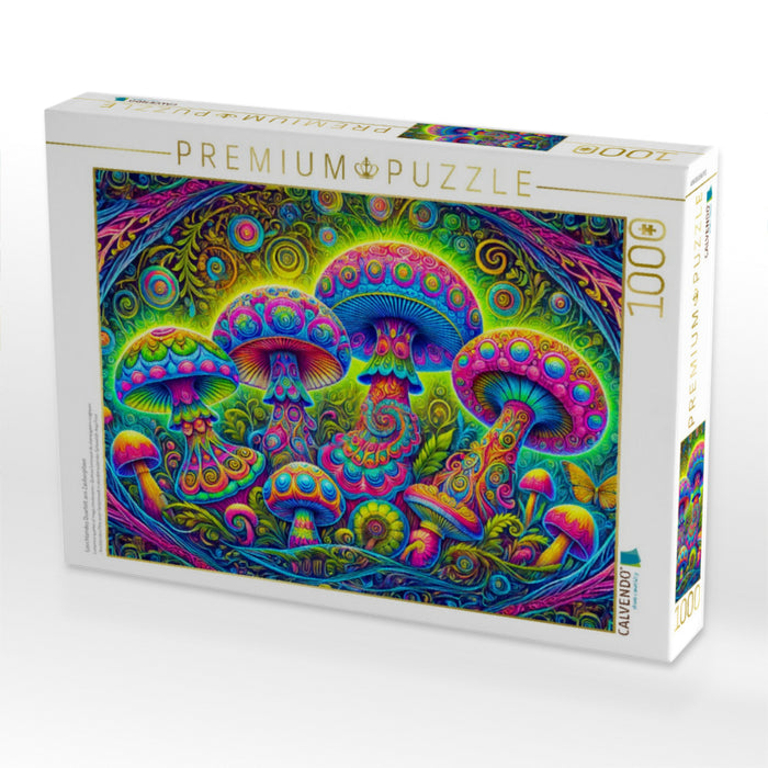 Leuchtendes Quartett aus Zauberpilzen - CALVENDO Foto-Puzzle'
