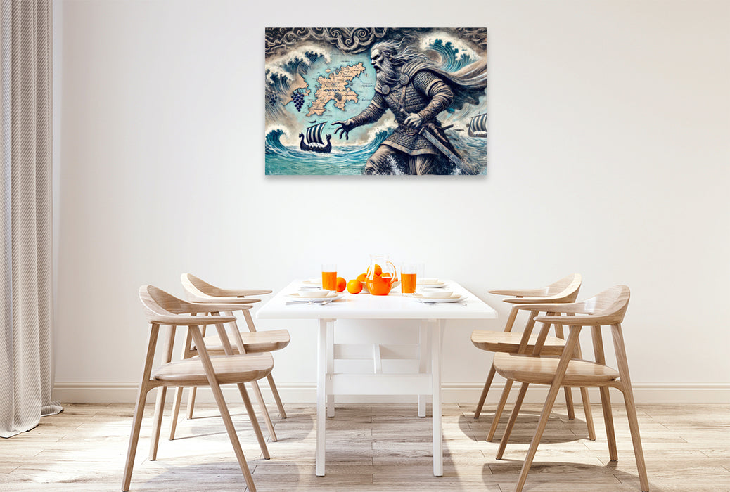 Premium Textil-Leinwand Leif Erikson entdeckt Vinland (Nordamerika)