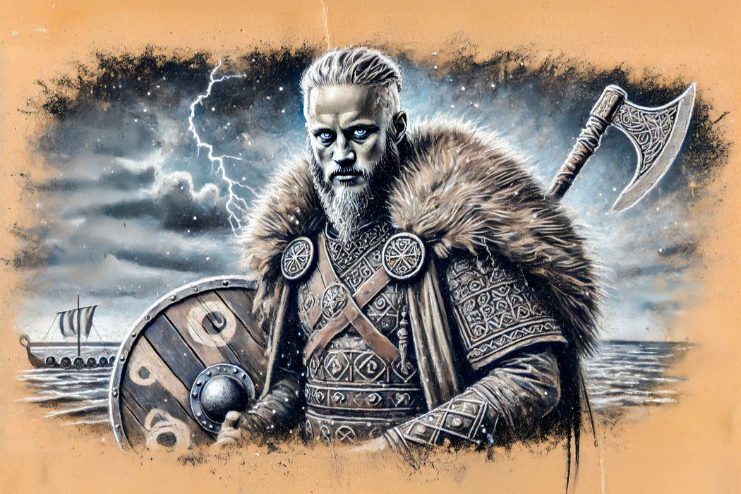 Premium Textil-Leinwand Ragnar Lodbrok der legendäre Wikingerführer