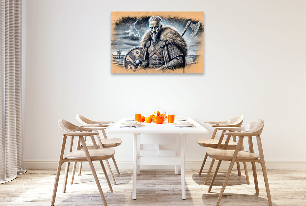 Premium Textil-Leinwand Ragnar Lodbrok der legendäre Wikingerführer