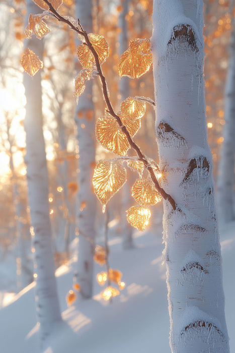 Premium Textil-Leinwand Die Birken tanzen im sanften Wind