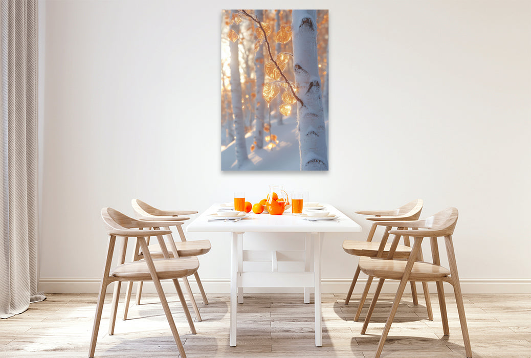 Premium Textil-Leinwand Die Birken tanzen im sanften Wind