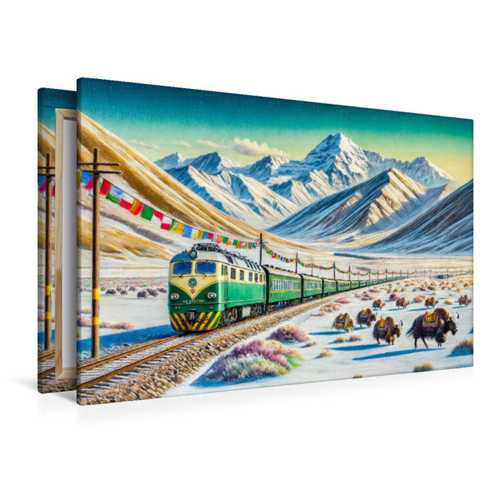 Premium Textil-Leinwand Zugreise durch die Höhen des Himalayas