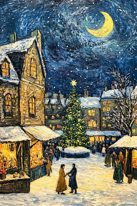 Premium Textil-Leinwand Advent im Städtchen