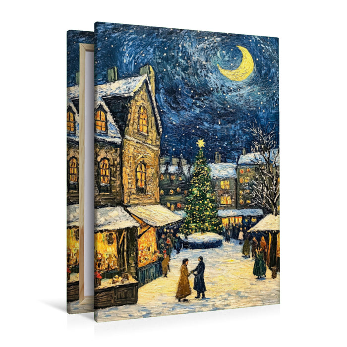 Premium Textil-Leinwand Advent im Städtchen