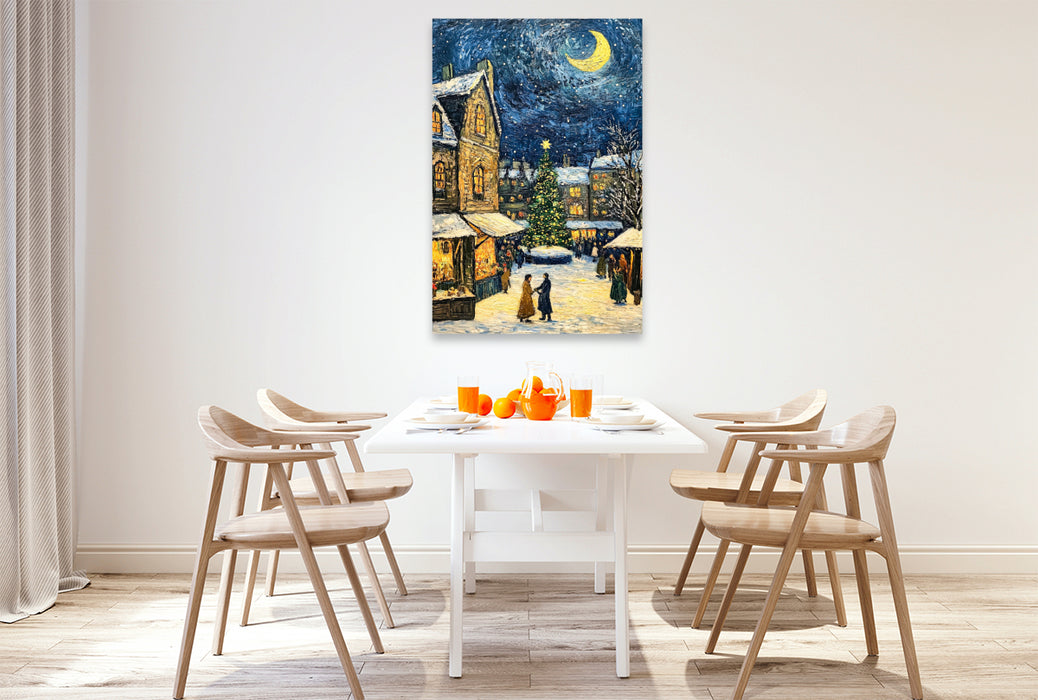 Premium Textil-Leinwand Advent im Städtchen