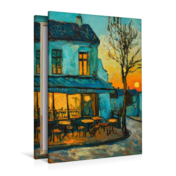 Premium Textil-Leinwand Cafè im November