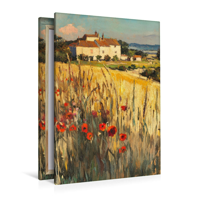 Premium Textil-Leinwand Klatschmohn im Kornfeld