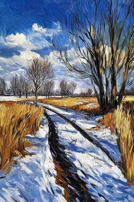 Premium Textil-Leinwand Winterweg