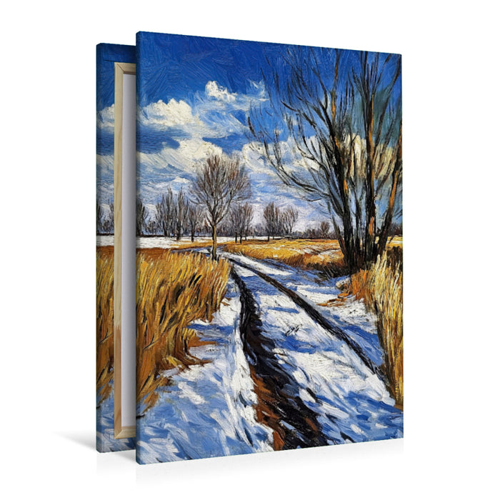Premium Textil-Leinwand Winterweg