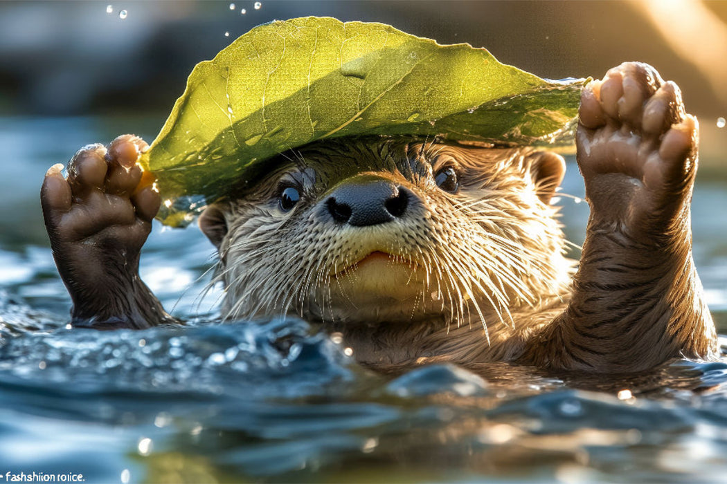 Premium Textil-Leinwand Fischotter