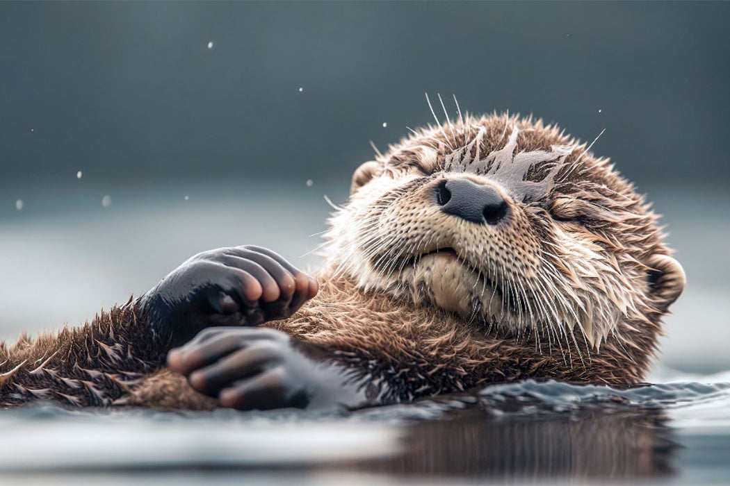 Premium Textil-Leinwand Fischotter