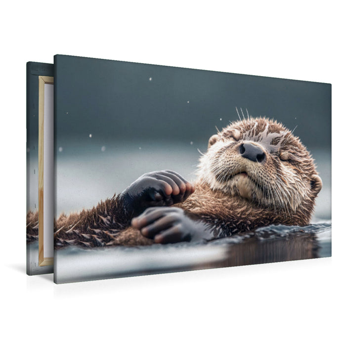 Premium Textil-Leinwand Fischotter