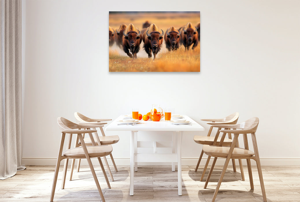 Premium Textil-Leinwand Büffel