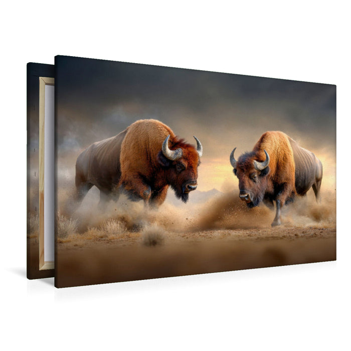 Premium Textil-Leinwand Büffel