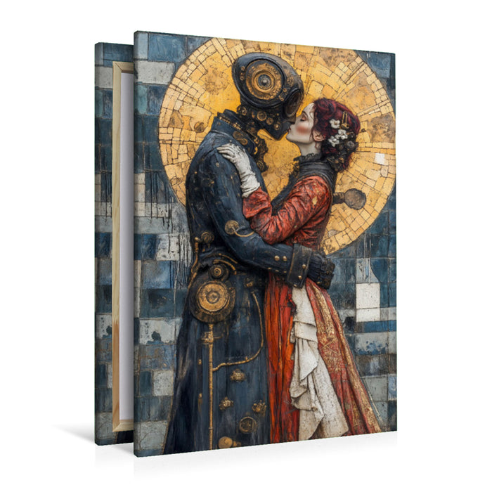 Premium Textil-Leinwand Der Kuss KI