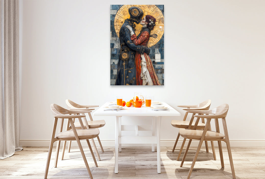 Premium Textil-Leinwand Der Kuss KI