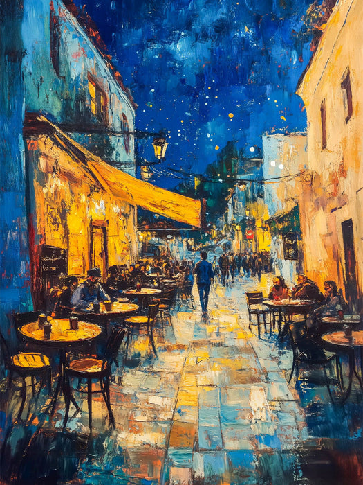 Caféterrasse am Abend KI - CALVENDO Foto-Puzzle'