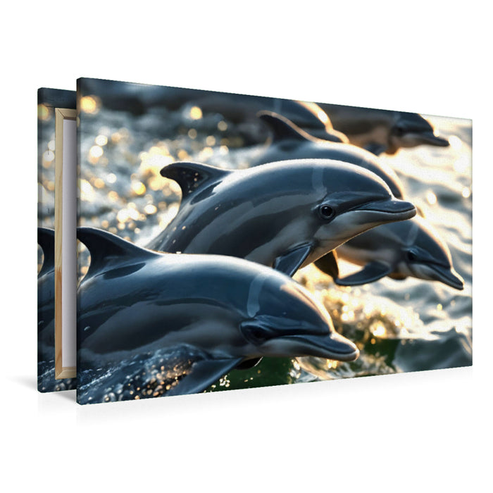 Premium Textil-Leinwand Delfine